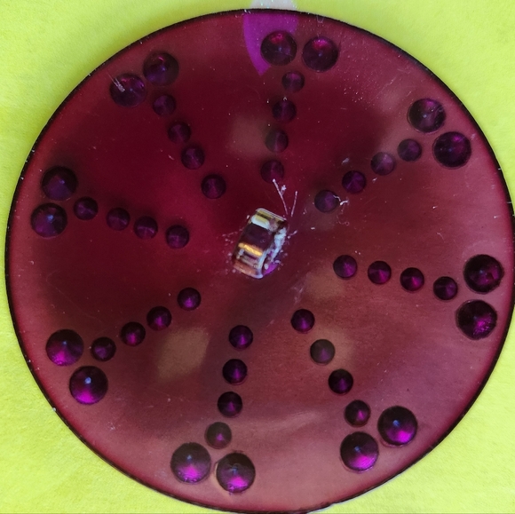 VTG Bakelite Celluoid Plastic Purple Ink Blue Rhinestones Antique Button 2.5" - Picture 7 of 16